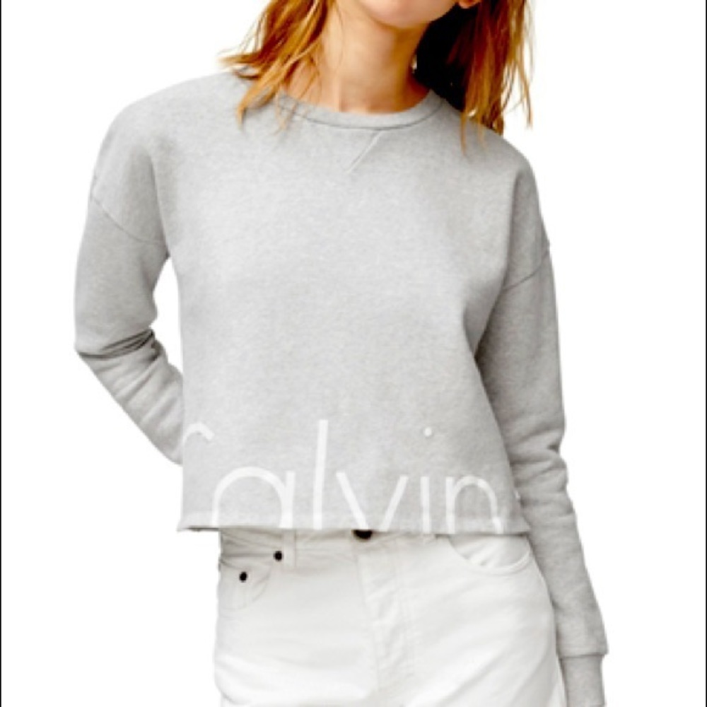 CALVIN KLEIN Gray Cropped Crewneck